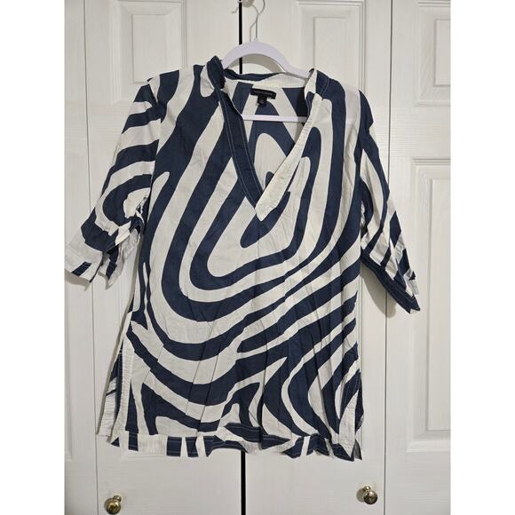 Tommy Hilfiger large women's navy blue and white top - Picture 1 of 11